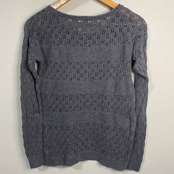 DKNY Jeans Long Sleeve Gray Crochet Sweater Women's Size Small - Picture 3 of 8